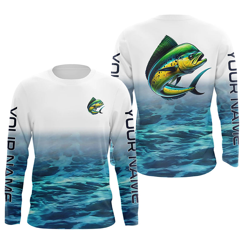 Mahi Mahi Fishing Custom Long Sleeve Performance Fishing Shirts, Mahimahi Saltwater Fishing Shirt IPHW6355