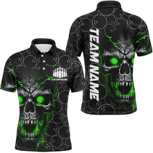 Load image into Gallery viewer, Custom Green Skull Bowling Polo Shirts For Men, Bowling Pattern Bowling Team Jerseys IPHW5236