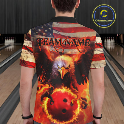 American Flag We The People Custom Eagle Bowling Shirts For Men, Patriotic Bowling Team Jerseys IPHW5287
