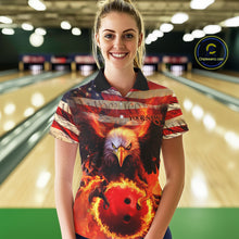 Load image into Gallery viewer, US Flag We The People Custom Eagle Bowling Shirts For Women, Patriotic Bowling Jerseys IPHW5287
