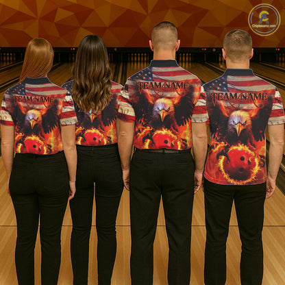 American Flag We The People Custom Eagle Bowling Shirts For Men, Patriotic Bowling Team Jerseys IPHW5287