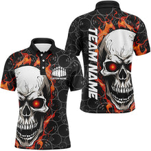 Load image into Gallery viewer, Personalized Skull Bowling Shirt For Men Custom Team&#39;S Name Flame Bowler Jerseys |  Red IPHW5010
