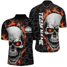 Load image into Gallery viewer, Personalized Skull Bowling Shirt For Men Custom Team&#39;S Name Flame Bowler Jerseys |  Red IPHW5010
