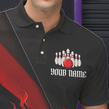 Load image into Gallery viewer, Black And Red Custom Name Bowling Tournament Jerseys For Men And Women, Bowling Team Shirts IPHW6185