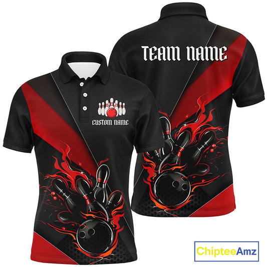 Multi Colors And Styles Custom Name Fire Flame Bowling Team Shirts For Men, Women And Kids IPHW6185