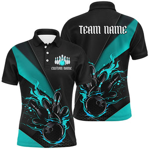 Black And Blue Custom Name Bowling Tournament Jerseys For Men And Women, Bowling Team Shirts IPHW6186