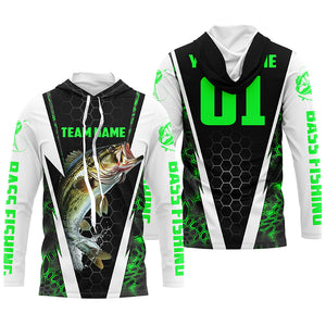 Personalized Bass Fishing Sport Jerseys, Bass Fishing Long Sleeve Tournament Shirts | Green Camo IPHW4575