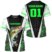 Load image into Gallery viewer, Personalized Bass Fishing Sport Jerseys, Bass Fishing Long Sleeve Tournament Shirts | Green Camo IPHW4575