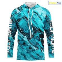 Load image into Gallery viewer, Blue Water Ripple Camo Custom Long Sleeve Performance Fishing Shirts, Uv Protection Fishing Jerseys IPHW5969