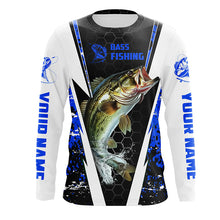 Load image into Gallery viewer, Personalized Bass Fishing Sport Jerseys, Bass Fishing Long Sleeve Tournament Shirts | Blue Camo IPHW4404