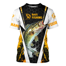 Load image into Gallery viewer, Personalized Bass Fishing Sport Jerseys, Bass Fishing Long Sleeve Tournament Shirts | Yellow Camo IPHW4406