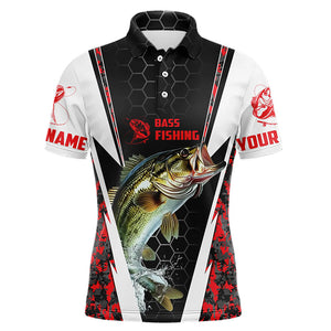 Custom Largemouth Bass Fishing Sport Jerseys, Bass Fishing Tournament Polo Shirts | Red Camo IPHW4407