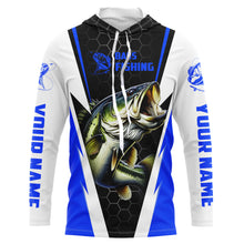 Load image into Gallery viewer, Personalized Bass Fishing jerseys, Bass Fishing Long Sleeve Fishing tournament shirts | blue IPHW3401