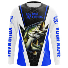 Load image into Gallery viewer, Personalized Bass Fishing jerseys, Bass Fishing Long Sleeve Fishing tournament shirts | blue IPHW3401