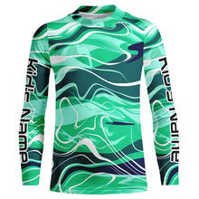 Load image into Gallery viewer, Green Water Waves Camo Custom Long Sleeve Performance Fishing Shirts For Men Women, Fishing Jerseys IPHW5865