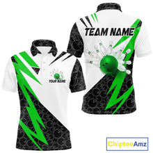 Load image into Gallery viewer, Black and White Bowling Polo, Quarter Zip Shirt for Men Custom Lightning Team bowling jerseys | Green NQS9838