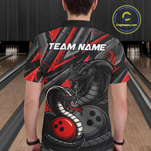 Load image into Gallery viewer, Custom Grunge Black And Red Cobra Snake Bowling Men Polo Shirts With Team Name For Bowlers IPHW9027