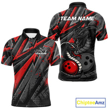 Load image into Gallery viewer, Custom Grunge Black And Red Cobra Snake Bowling Men Polo Shirts With Team Name For Bowlers IPHW9027
