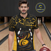 Load image into Gallery viewer, Custom Black And Yellow Cobra Snake Bowling Jerseys, Bowling Team Men Polo Shirts IPHW9038