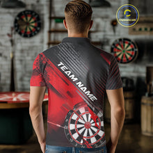 Load image into Gallery viewer, Custom Grunge Red Dartboard Dart Team Polo Shirts For Men, Dart Players Jerseys IPHW9974