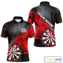 Load image into Gallery viewer, Custom Grunge Red Dartboard Dart Team Polo Shirts For Men, Dart Players Jerseys IPHW9974