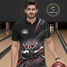 Load image into Gallery viewer, Custom Black And Red Grunge Bowling Team Jerseys, Men Bowling Polo Shirts IPHW9620