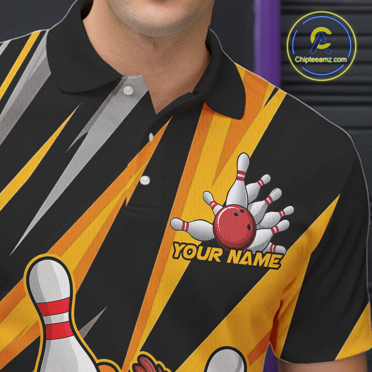 Custom Funny Turkey Bowling Shirts For Men, Yellow Thanksgiving Bowling Shirt Team Fall Outfits IPHW7661