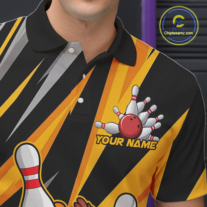 Custom Funny Turkey Bowling Shirts For Men, Yellow Thanksgiving Bowling Shirt Team Fall Outfits IPHW7661
