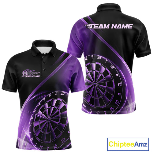 Custom Black And Purple Dartboard Dart Team Jerseys, Dart League Polo Shirt For Men IPHW9994