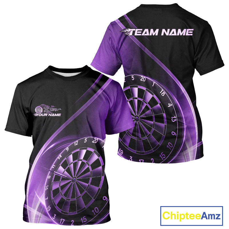 Custom Black And Purple Dartboard Dart Team Jerseys, Dart League T-Shirts For Men IPHW9994