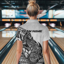 Load image into Gallery viewer, Custom Grunge Black And Gray Tribal Flame Polynesian Bowling Team Womens Quarter-Zip Shirts IPHW8804