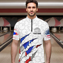 Load image into Gallery viewer, Personalized Puerto Rico Flag Bowling Quarter-Zip Shirts For Men, Puerto Rico Bowling Jerseys IPHW8805