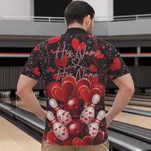Load image into Gallery viewer, Black And Red Custom Valentines Day Bowling Quarter-Zip Shirts For Men, Bowling Couple Shirt IPHW8327