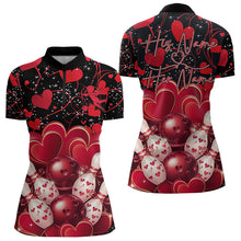 Load image into Gallery viewer, Black And Red Custom Valentines Day Bowling Womens Quarter-Zip Shirts, Bowling Couple Shirt IPHW8327