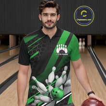 Load image into Gallery viewer, Custom Black And Green Bowling Team Jerseys, Striking Bowling League Polo Shirt For Men IPHW9808