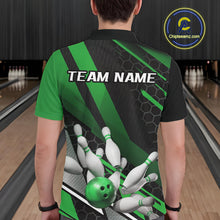 Load image into Gallery viewer, Custom Black And Green Bowling Team Jerseys, Striking Bowling League Polo Shirt For Men IPHW9808