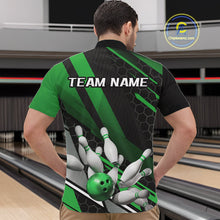 Load image into Gallery viewer, Custom Black And Green Bowling Team Jerseys, Striking Bowling League Quarter-Zip Shirt For Men IPHW9808