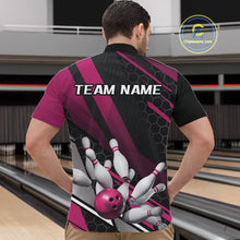 Load image into Gallery viewer, Custom Black And Pink Bowling Team Jerseys, Striking Bowling League Quarter-Zip Shirt For Men IPHW9810