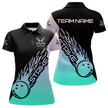 Load image into Gallery viewer, Green And Purple Custom Strike Bowling Womens Polo Shirts, Bowling Team Shirt Bowler Outfit IPHW8824