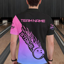 Load image into Gallery viewer, Blue, Purple And Pink Custom Strike Bowling Men Polo Shirts, Bowling Team Shirt Bowler Outfit IPHW8826