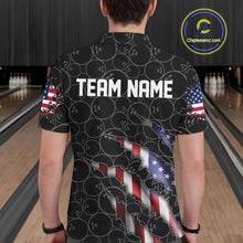 Load image into Gallery viewer, Custom Patriotic Bowling Shirts For Men, American Flag Bowling Uniform Bowlers Outfit | Black IPHW6778