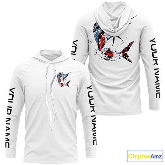 Custom Patriotic American Flag Sailfish Fishing Shirts, Sailfish Fishing Tournament Jerseys IPHW6904