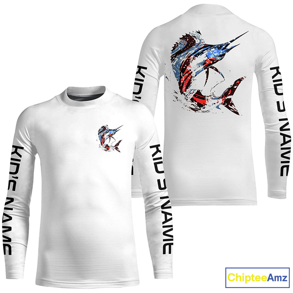 Custom Patriotic American Flag Sailfish Fishing Shirts, Sailfish Fishing Tournament Jerseys IPHW6904