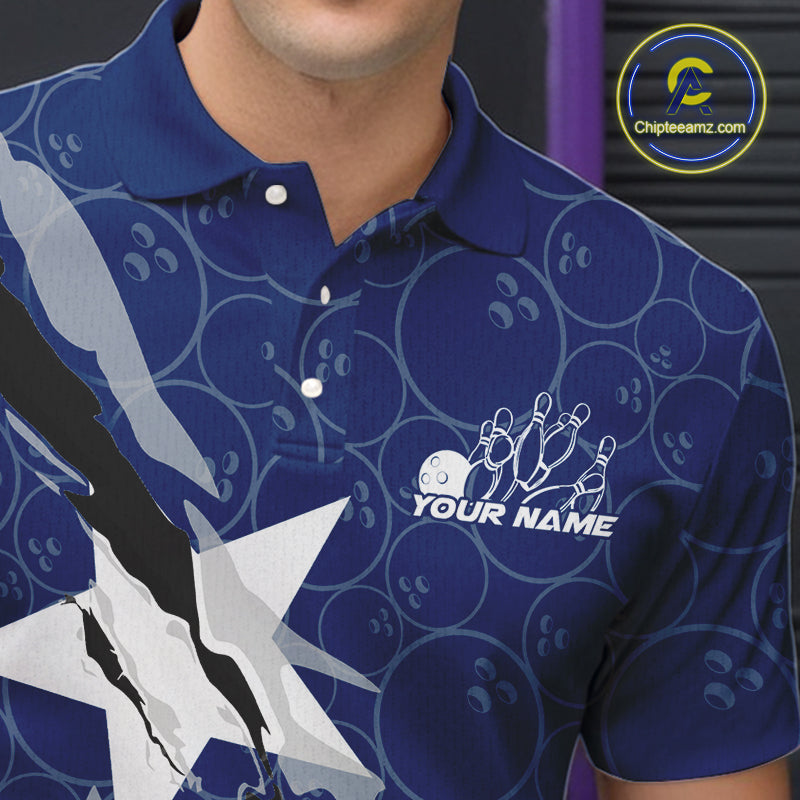 Custom Bowling Pattern Texeas Bowling Polo Shirts For Men, Texas Bowling League Shirt IPHW9630
