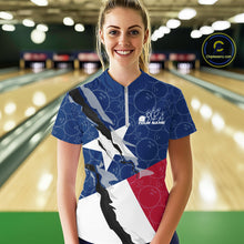Load image into Gallery viewer, Custom Bowling Pattern Texeas Bowling Women Quarter Zip Shirt, Texas Bowling League Shirt IPHW9630