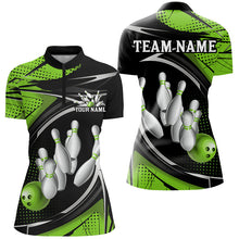 Load image into Gallery viewer, Black And Green Custom Bowling Team Shirts For Women, Bowling League Shirt Bowlers Outfits IPHW7699