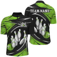 Load image into Gallery viewer, Black And Green Custom Bowling Team Shirts For Men, Bowling League Shirt Bowlers Outfits IPHW7699