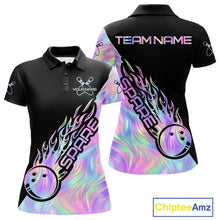 Load image into Gallery viewer, Custom Holographic Flame Spare Bowling Women Shirts, Bowling Team League Jerseys IPHW10688