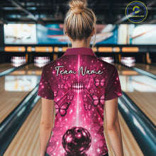 Load image into Gallery viewer, Custom Pink Galaxy Bowling Lane Butterfly Bowling Team Women Quarter-Zip Shirt IPHW10915
