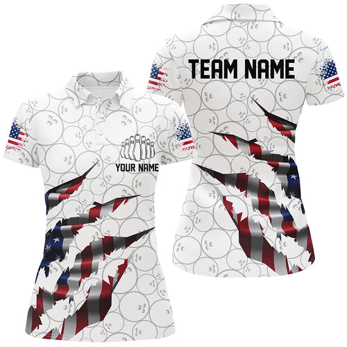 Custom Patriotic Bowling Shirts For Women, US Bowling Team Shirts American Flag Bowling IPHW7380